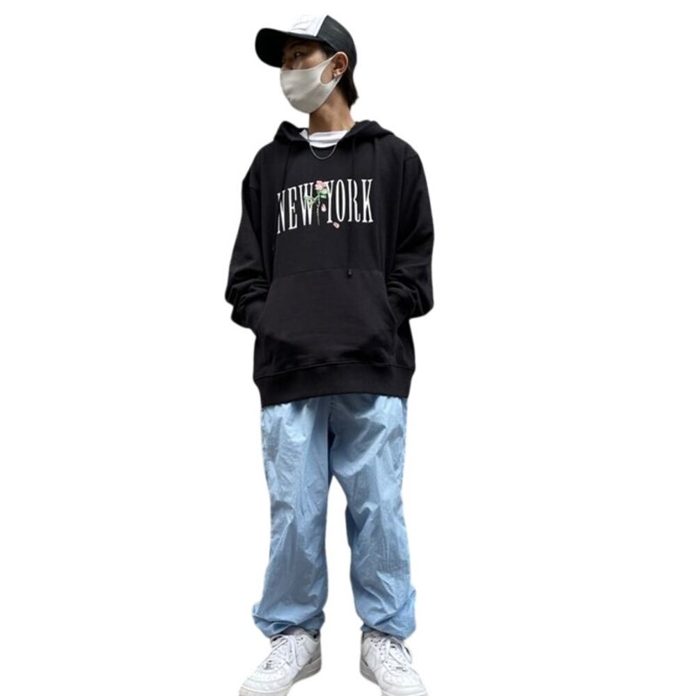 STAMPD Men's Large Black New York Rose Hoodie Sweatshirt Streetwear Skate W7-4